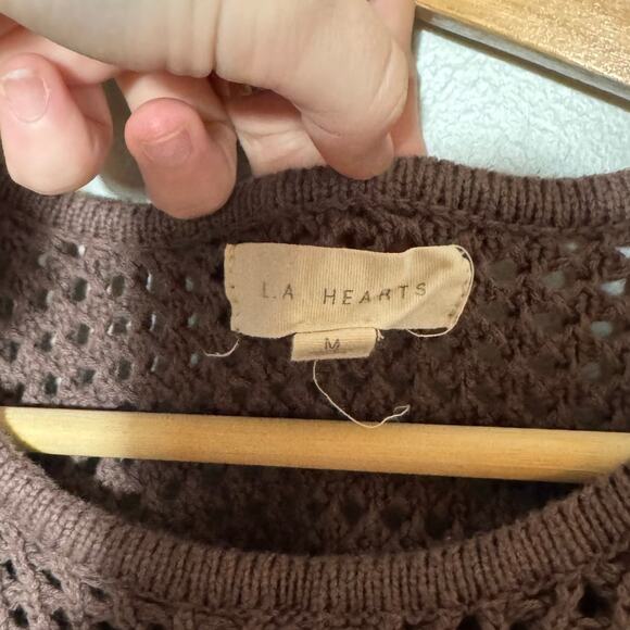 Women's Size M L.A. Hearts Pacsun Topanga Brown Crochet Knit Cropped Tank Top - Picture 4 of 5